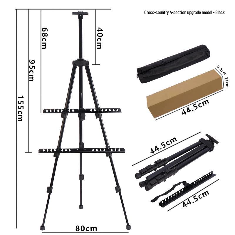Cross-Border Telescopic Portable Art Display Stand with Fluorescent Board Holder, No-Installation Foldable 4-Section Tripod.