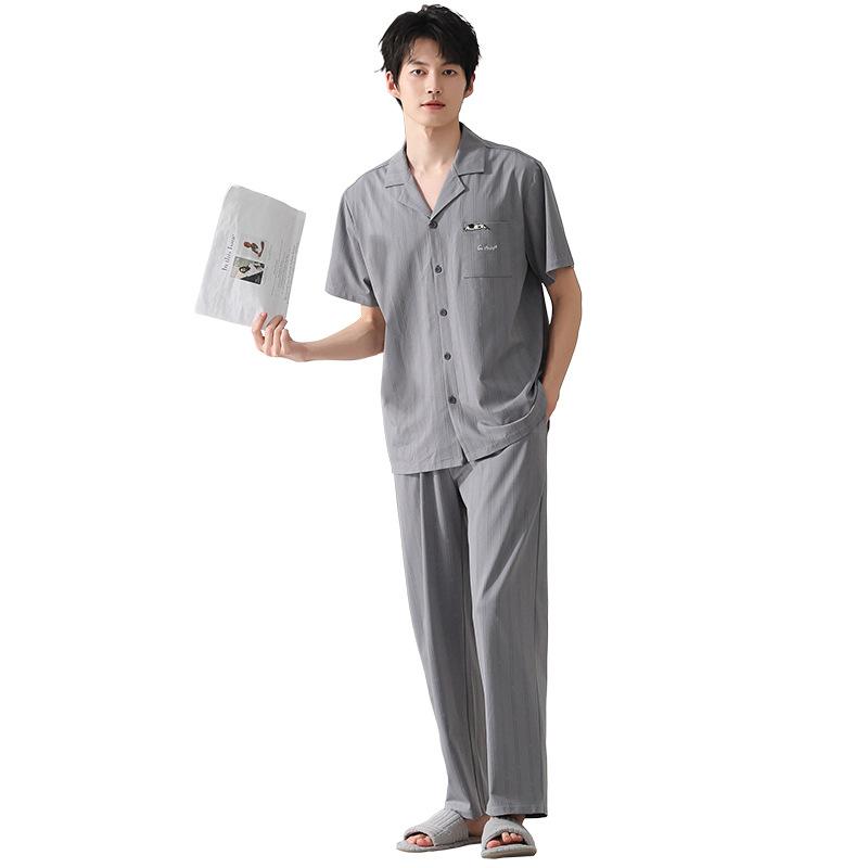 Pajamas Men's Summer Modal Short Sleeve Trousers Thin Teen 1011 New Summer Large Size Loungewear Set
