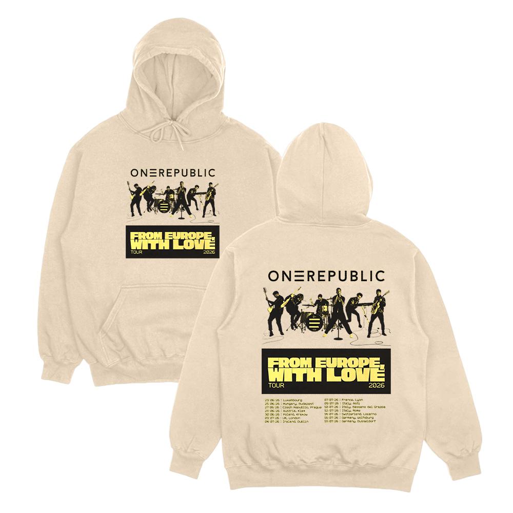 

OneRepublic From Europe with Love Tour 2026 Hoodies Unisex High Street Sweatshirts Punk Pullovers Fashion Personality Streetwear XXXL хакі
