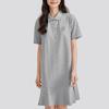 Skechers Logo Solid Color Sport Loose Simple Fashion Cool Feel Polo Neck Short Sleeve Dress Women Dresses Light-Gray L224W056-004F