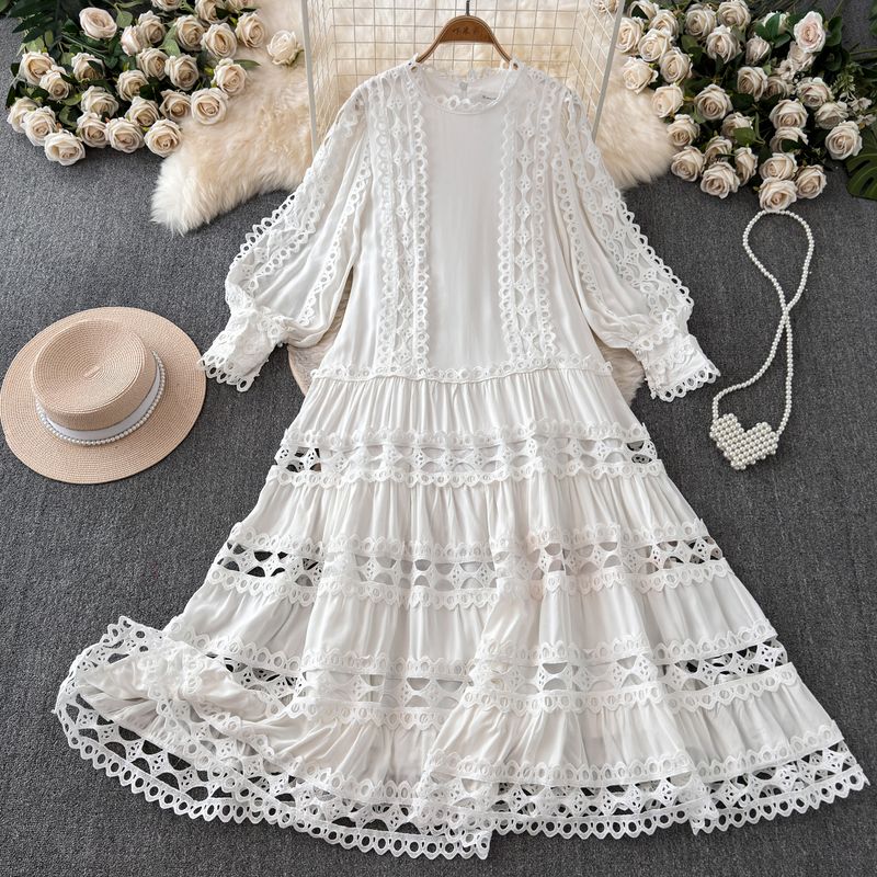 Vintage Court Style Summer New Arrival Embroider Dress