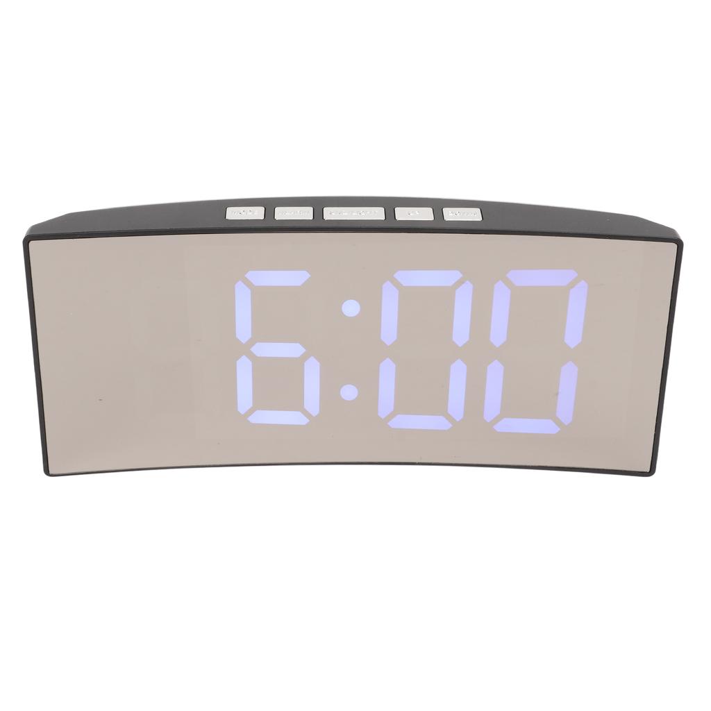 Mirror Digital Alarm Clock Temperature Display LED Curved Mirror Digital Electronic Clock for Home Bedroom Decor