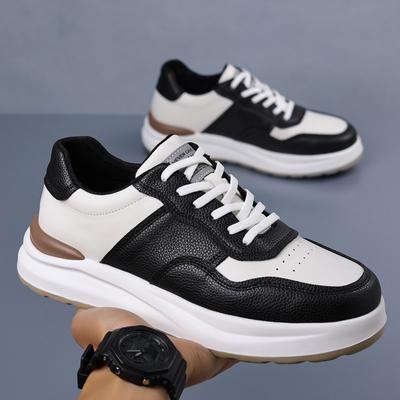 Men Outdoor Shoes Flat Classic Black Sports Shoes Lace Up Genuine Leather Skateboard Board Shoe Walking White Leisure Sneakers