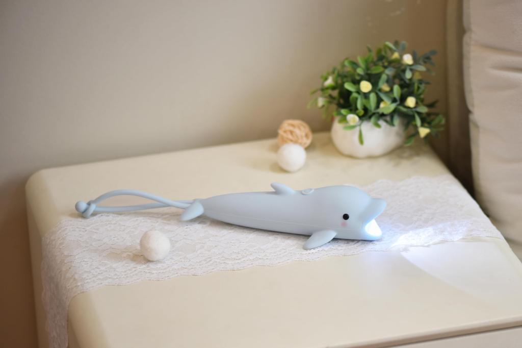 YZYOE Rechargeable Dolphin LED a cute silica gel comfortable touch and long press to adjust the brightness of the outdoor lighting idea Flashlight,