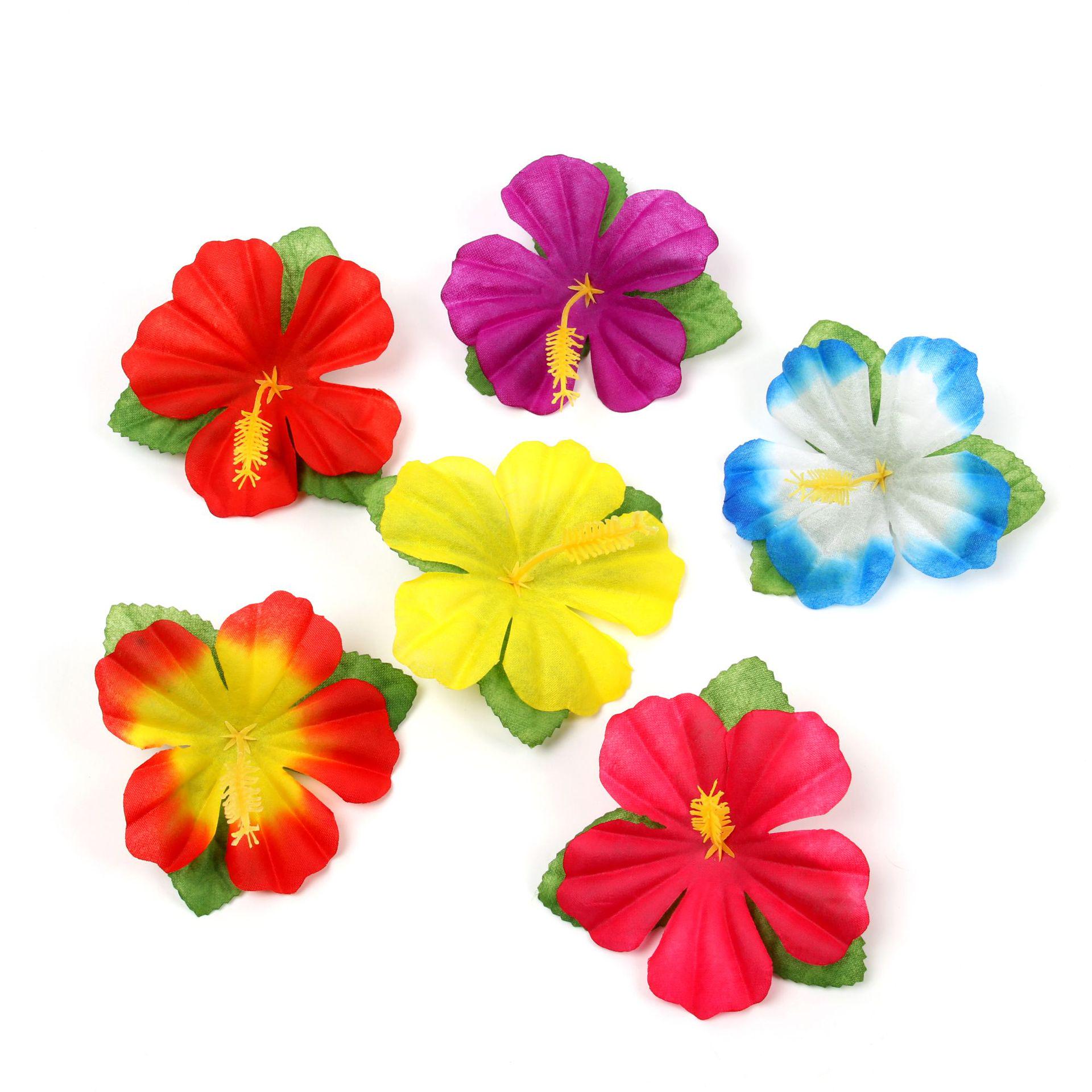 Hawaii Party Table Decorations: 11cm Realistic Odorless Hibiscus Blooms 24pcs Hibiscus Flowers