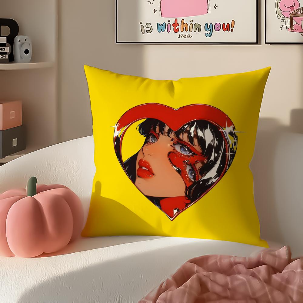 Creative Art Loving Woman Cushion Cover Pillowcase Short Plush Invisible zipper Room Sofa Cushion Cover