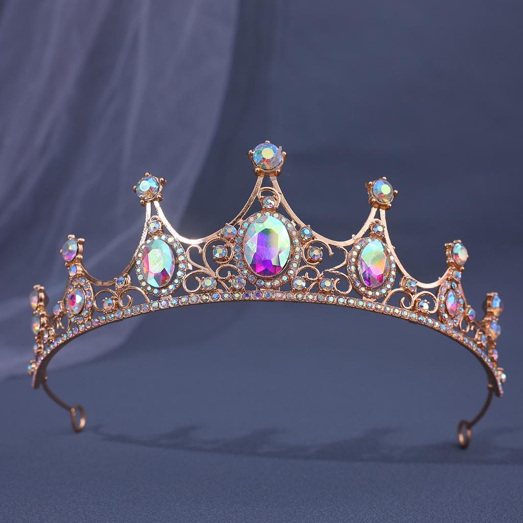 Retro Baroque Crown Tiara Alloy Rhinestone Princess Stage Performance Small Crown Accessories Bridal Jewelry