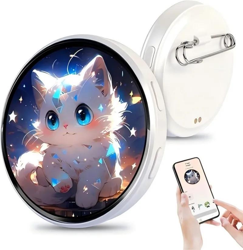

E87 Cyberpunk Anime LED Badge HD Display Digital Photo Frame Electronic Badge DIY Cartoon Merch Gift Cartoon Cosplay Accessories синий