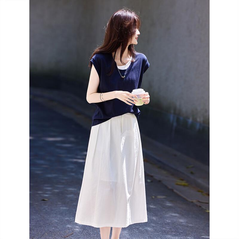 Women's Sleeveless Two-Piece Set with A-Line Skirt