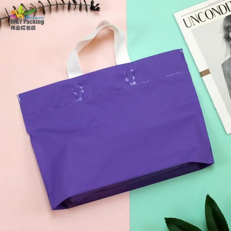 50pcs Clothing Handbag Solid Plastic Frosted Shopping Bag Double Sided Printing Peach Heart Checkered with Bottom Packaging Sack