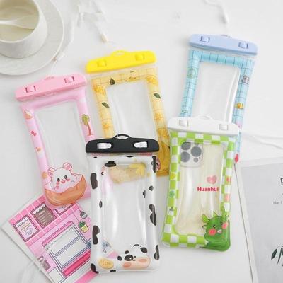 Capa à Prova d'Água com Visão Total de Desenho Animado Para Celular Subaquática Neve Floresta Tropical Bolsa Seca Transparente Bolsa para Natação Capa Grande para Celular