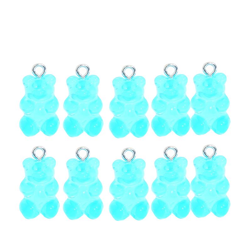 10pcs Resin Candy Color Bear Charms Pendant Beads for Necklace Bracelet Jewelry Making