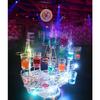 Homepatche LED Glass Holder, LED Sake Bottle Display Shelf, Ship-Shaped Sake Glass Stand, Cocktail Glass Holder, 24 Cups, Automatic Color Changing, Re