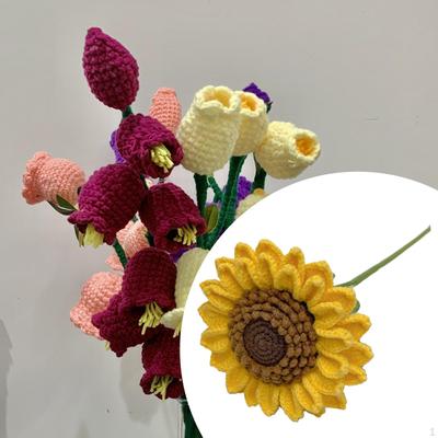 Häkelblume Künstliche Sonnenblume Ornament Leicht Lebendig Strickdeko DIY Handwerk für Tisch