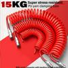 Air compressor hoses & accessories: 8mm high-pressure spring hose (15Bar, 5/10/15M). High-pressure PU yarn-wrapped, 3-layer poly