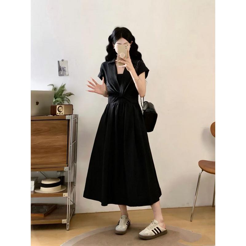 Elegant French Style Plus Size Summer Dress with Tie Waist M