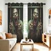 2Pcs Perforated Blackout Curtain Light Block Privacy Drape Living Bedroom Halloween Cage Zombie Horror Window Decor