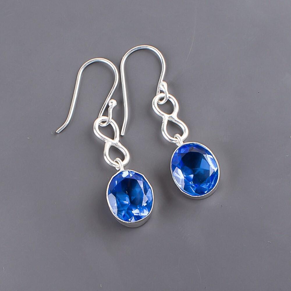 Tanzanite Gemstone 925 Sterling Silver Jewelry Handmade Earrings 1.60" For Women EE-12-2