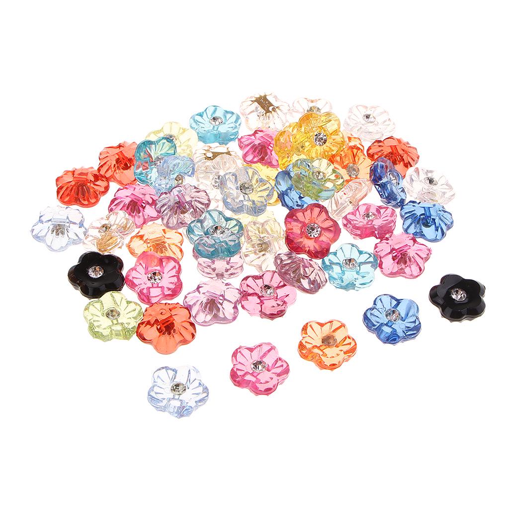 50 Pieces Acrylic Resin Rhinestone Clear Colorful Buttons Sewing Supplies