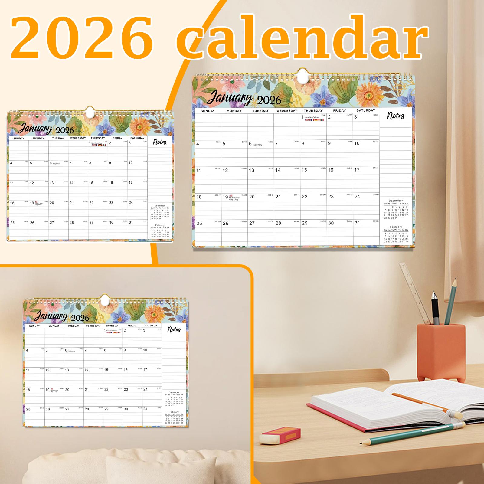 

2026 Wall Calendar - Stylish Annual Planner, Suitable For Home, , And School Use, Making Planning And Goal Tracking Easy. One Size