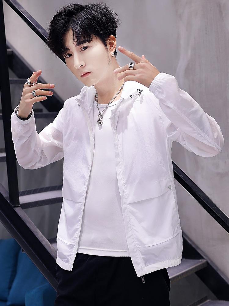 

2020 Мужская легкая ветровка с солнцезащитным фактором Anti-UV - Дышащая куртка для защиты от солнца для спорта. 3XL белый