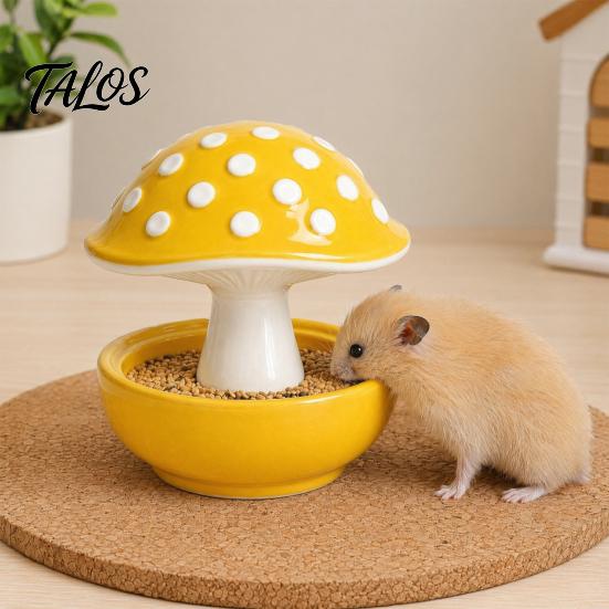 Talos Mushroom Bird Feeding Bowl, No Mess Pet Cage Feeder, Covered Food or Water Bowl for Small Animals Budgie Cockatiel Hamster