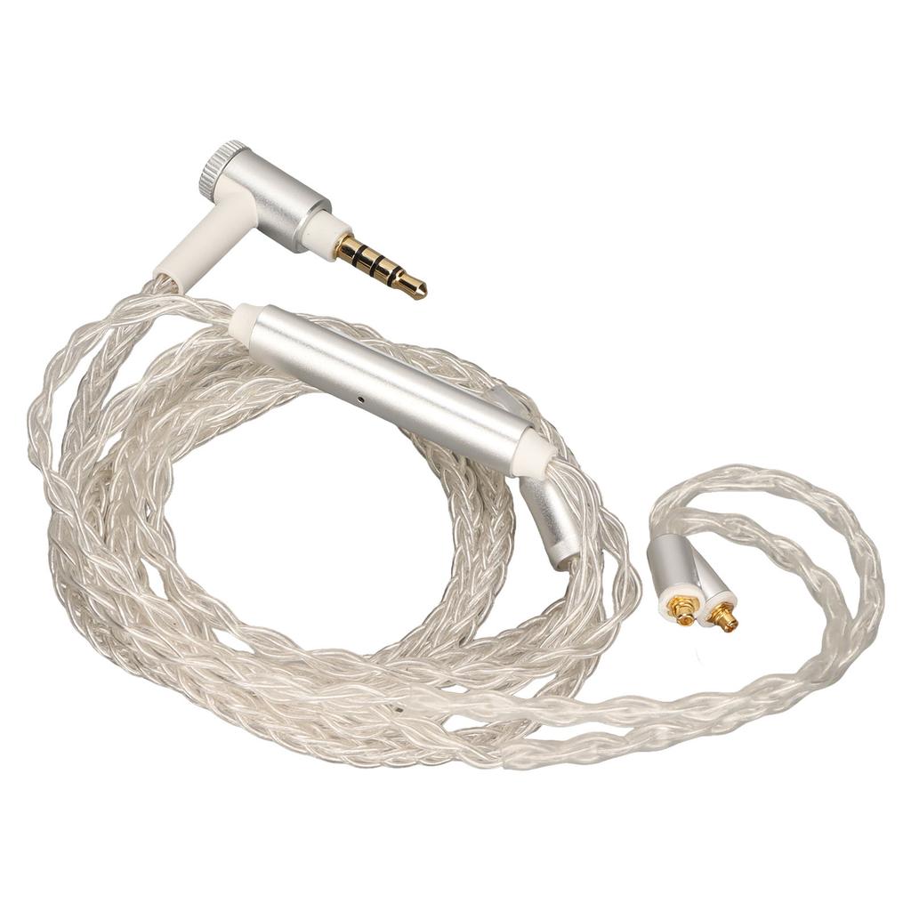Kopfhörer-Upgrade-Kabel 8-adrig versilbert MMCX Ersatz-Kopfhörerkabel mit Mikrofon für SE846 SE535 SE215 SE315 SE425