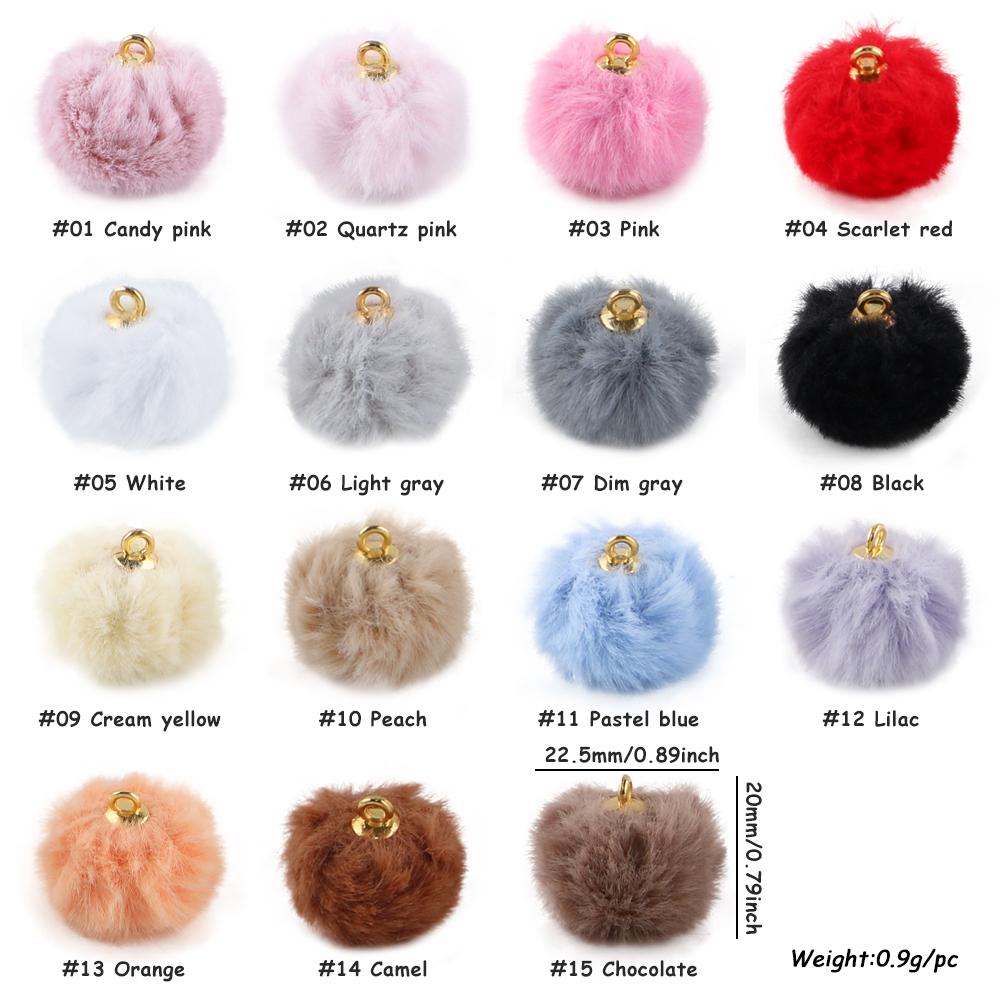 20pcs Plush Fur Cover Ball Beads Charms Cute Bead Pendant for DIY Jewelry Making Accessories Handmade Earring Bracelet