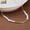 EFFIE QUEEN Elegant 925 Sterling Silver Women's Luxury Natural Pearl Necklace 14K Gold Plated Simple Choker Chain Gift GPN68