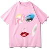 T-shirt Unisex con Stampa Divertente Faccia Mezzitoni Doja Cat Nuova Estiva Girocollo 100% Cotone Moda Stile Harajuku Oversize Casual