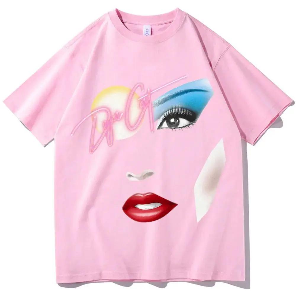 T-shirt Unisex con Stampa Divertente Faccia Mezzitoni Doja Cat Nuova Estiva Girocollo 100% Cotone Moda Stile Harajuku Oversize Casual