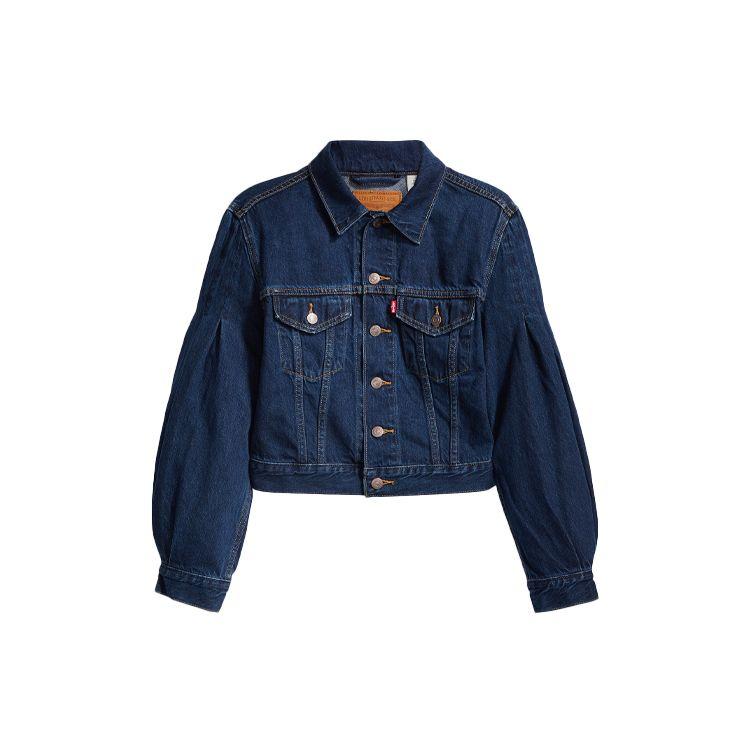 

Женская джинсовая куртка Levis с рукавами-фонариками и лацканами, темно-синяя 37569-0000 S