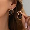 SHIXIN Vintage Colorful Inlaid Resin Stud Earrings Women Elegant Imitation Pearl Irregular Geometric Piercing Ear Jewelry Gifts
