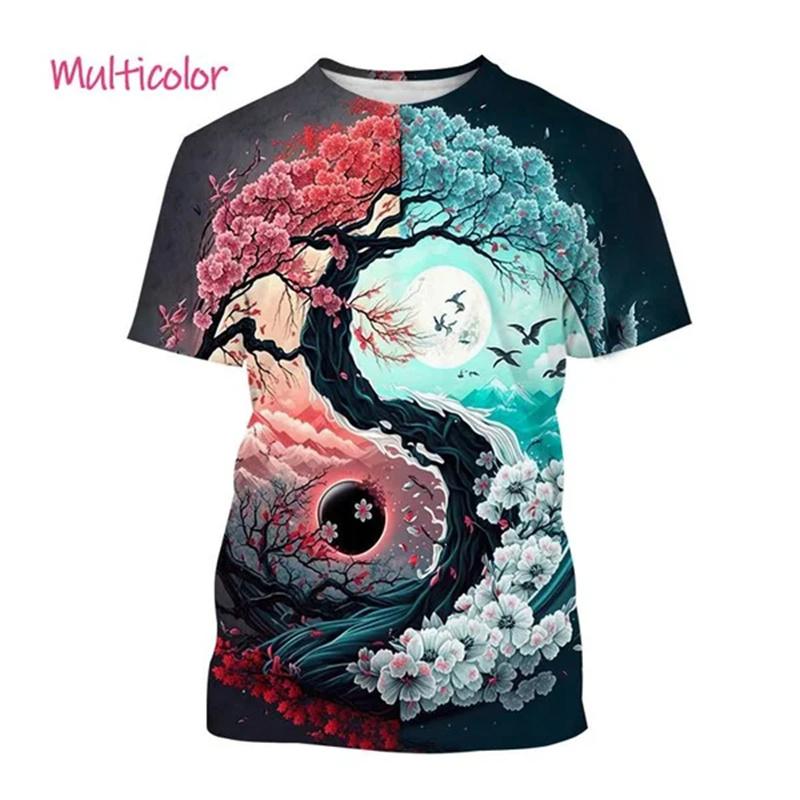 Summer Chinese Tai Chi Bagua Pattern T-shirt Men s Yin Yang Koi 3D Printed Top Shirt Cool Street Short Sleeve Clothing 6XL