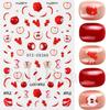 Nail Art Stickers Ins Red Lip Cherry Strawberry Y2K Sweet Cool Style Bow Digital Adhesive Nail Stickers