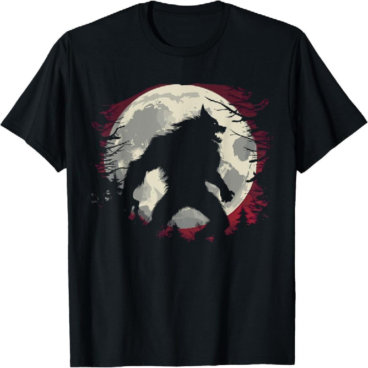 Werewolf Full Moon Creepy Monster Folklore T-Shirt S