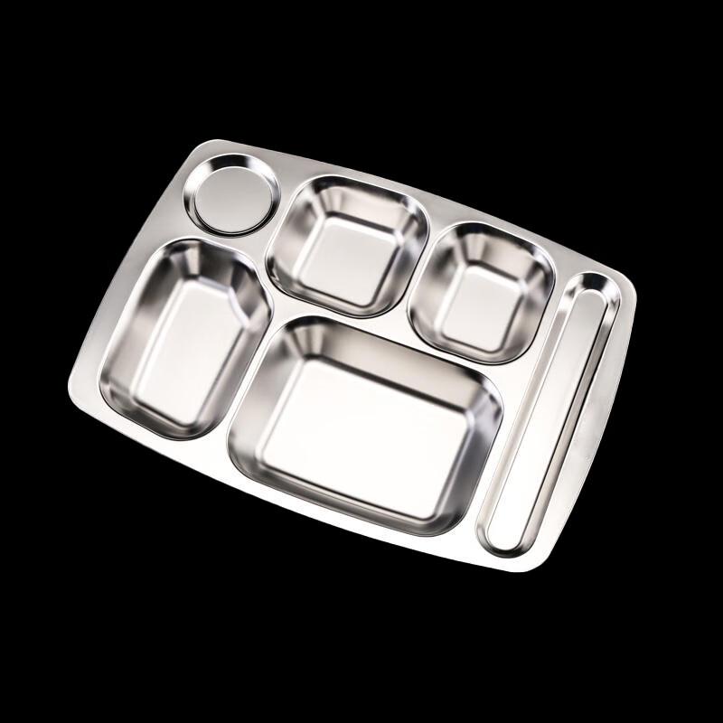 Thickened 304 Stainless Steel 6-Compartment Fast Food Tray