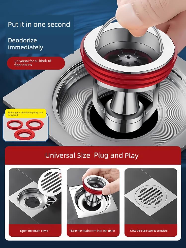 All-Copper Floor Drain Deodorizer for Bathroom, Universal Inner Core for Sewer Pipes, Anti-Odor Device, Sealing Non-Return Valve, Insect Prevention