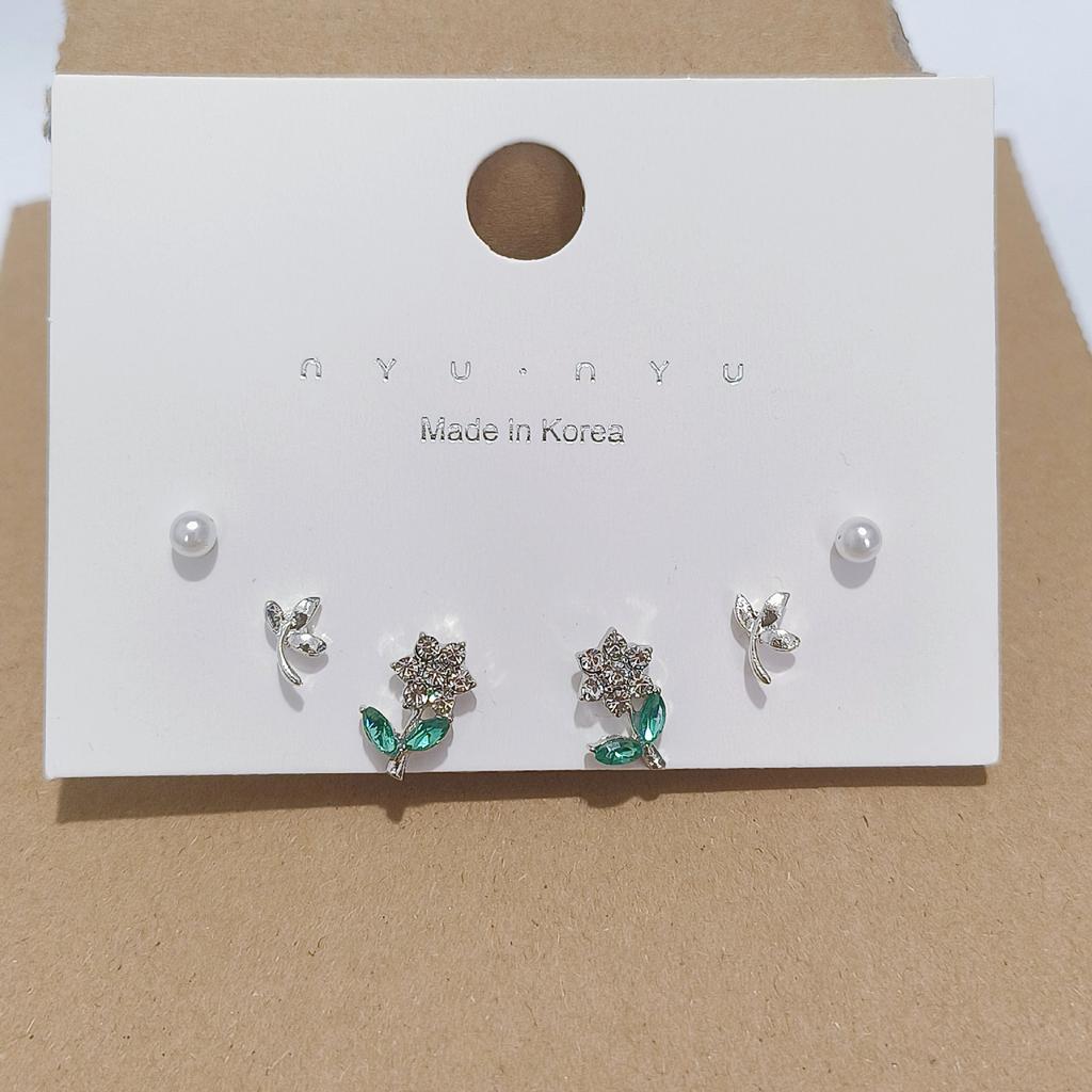 Set da 6 orecchini a lobo con personalità, Orecchini a lobo Ragno Fiore Diamante Scintillante Stile Dolce e Cool, Temperamento Piccolo ed Esquisito