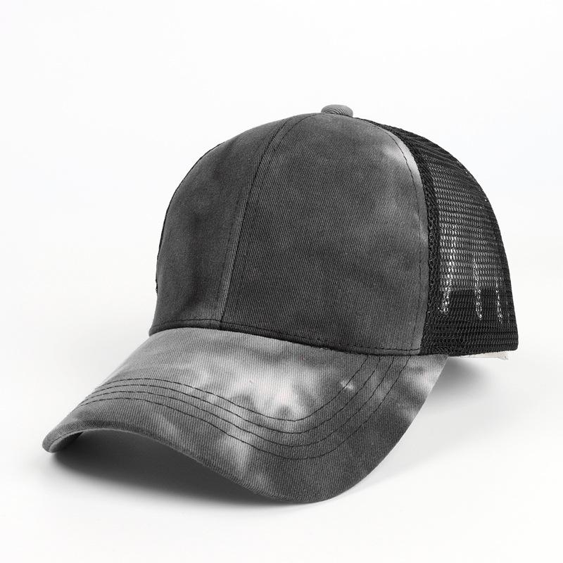 Unisex Tie-Dye Ponytail Baseball Cap with Sun Protection Mesh for Long Hair