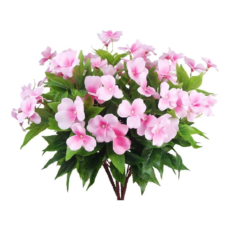 Pack of 2 Artificial Impatiens Balsamina Flowers Realistic Floral Arrangements Silk Stems for Tabletop Displays