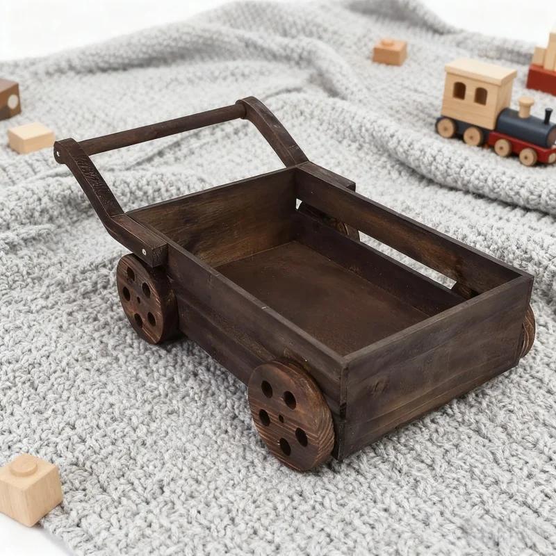Newborn Small Wooden Bed Studio Photo Model Tools & Baby Accessories Ideal Photography Props for Children Growth Commemoration