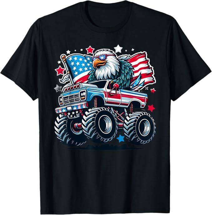 4th of July Patriotic American Flag Eagle USA Red White Blue T-Shirt