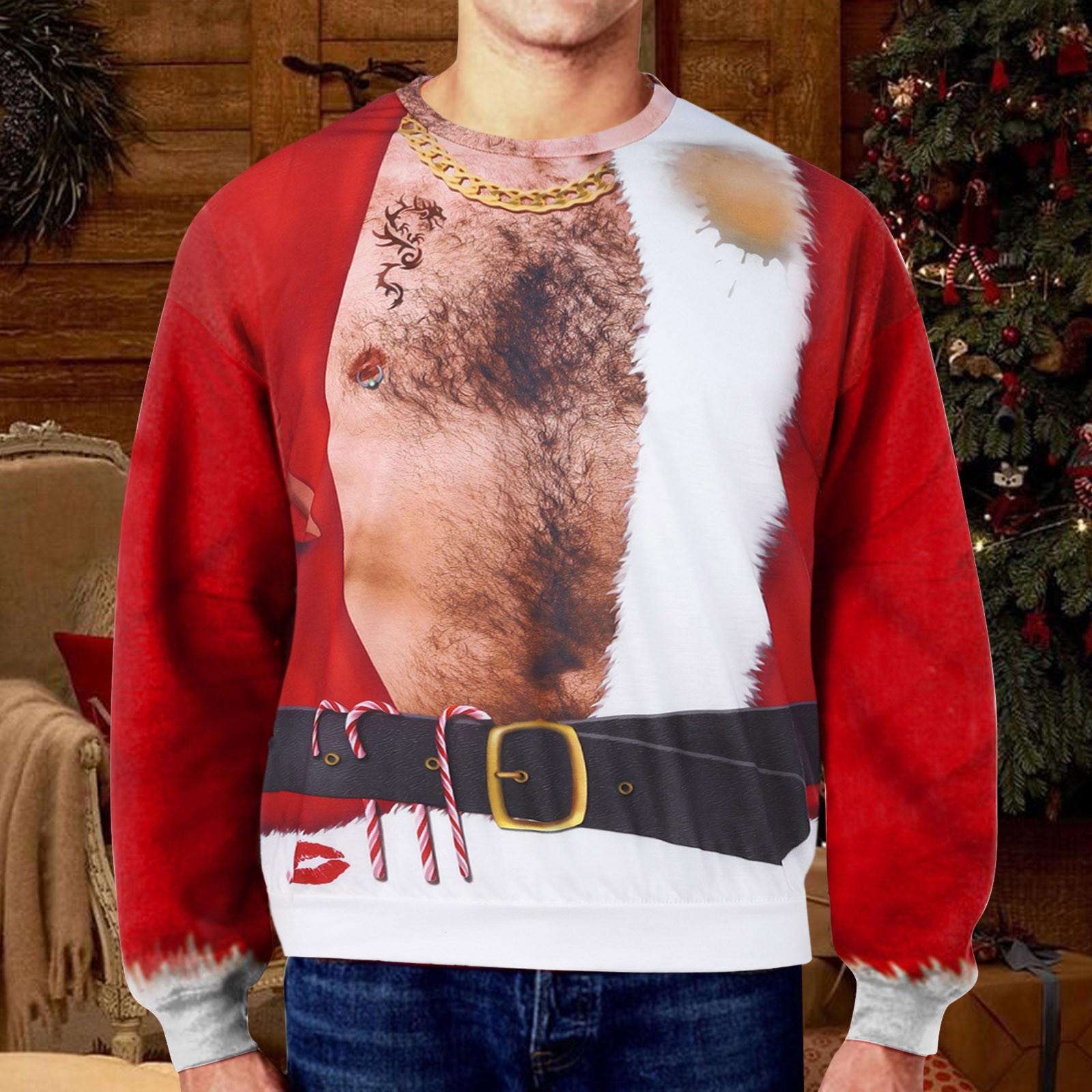 

Чоловічі футболки Різдво Осінь Зима Санта-Клаус Топ Блузки Круглий виріз Різдво з принтом Довгий рукав Пуловер для косплею Футболки для жінок XL