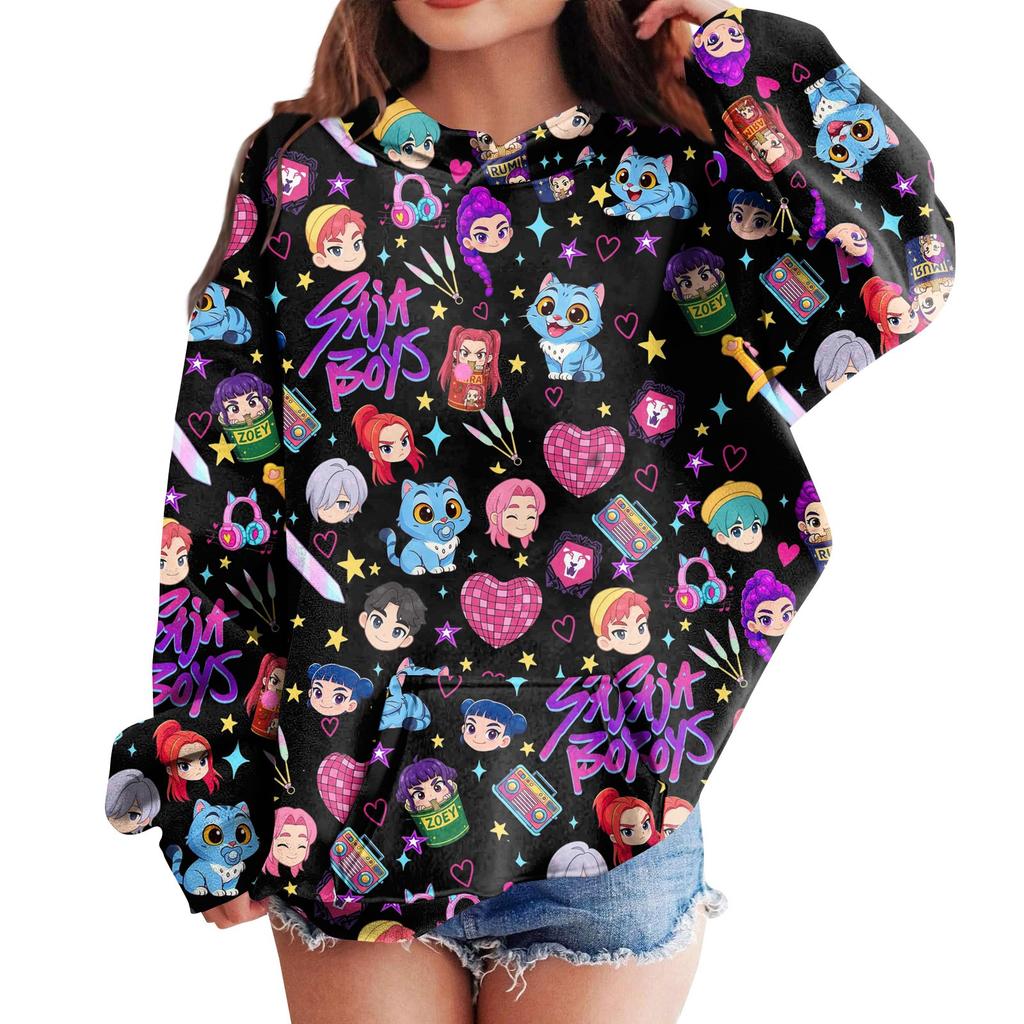 Sweatshirts For Teen Girls Hoodies Long Sleeve Drawstring Pullover Cute Printed Hoodie Top