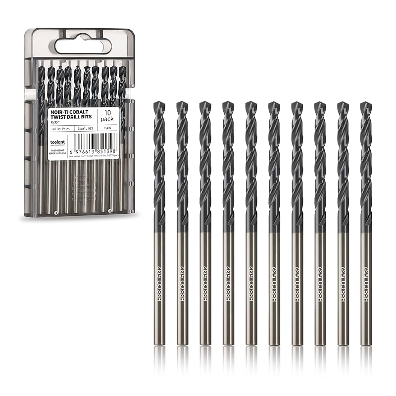 toolant Cobalt Drill Bit Set for Metal and Steel (Pro), Titanium Aluminum Nitride Coated (TiAlN) with Point Tip, for Hardened Metal, Stainless Steel,