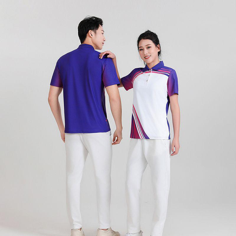 Unisex Quick-Dry Badminton & Table Tennis Set: Breathable Lapel Short-Sleeve T-shirt, Sweat-Absorbent Sports Uniform for Men & Women