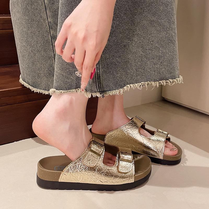 Thick-soled slippers women's summer wear new retro casual beach one-word cool slippers