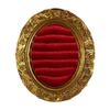 Ring Display Tray with Multiple Horizontal Slots, Ornate Oval Scrollwork Frame and Flat Base for Tabletop Presentation