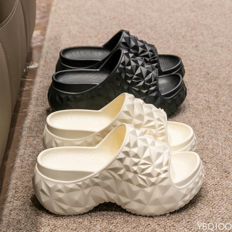 New Design Sense Durian Pattern Slippers Thick Bottom Beach Outerwear High End Summer Women's Height Increasing Slippers Luxury